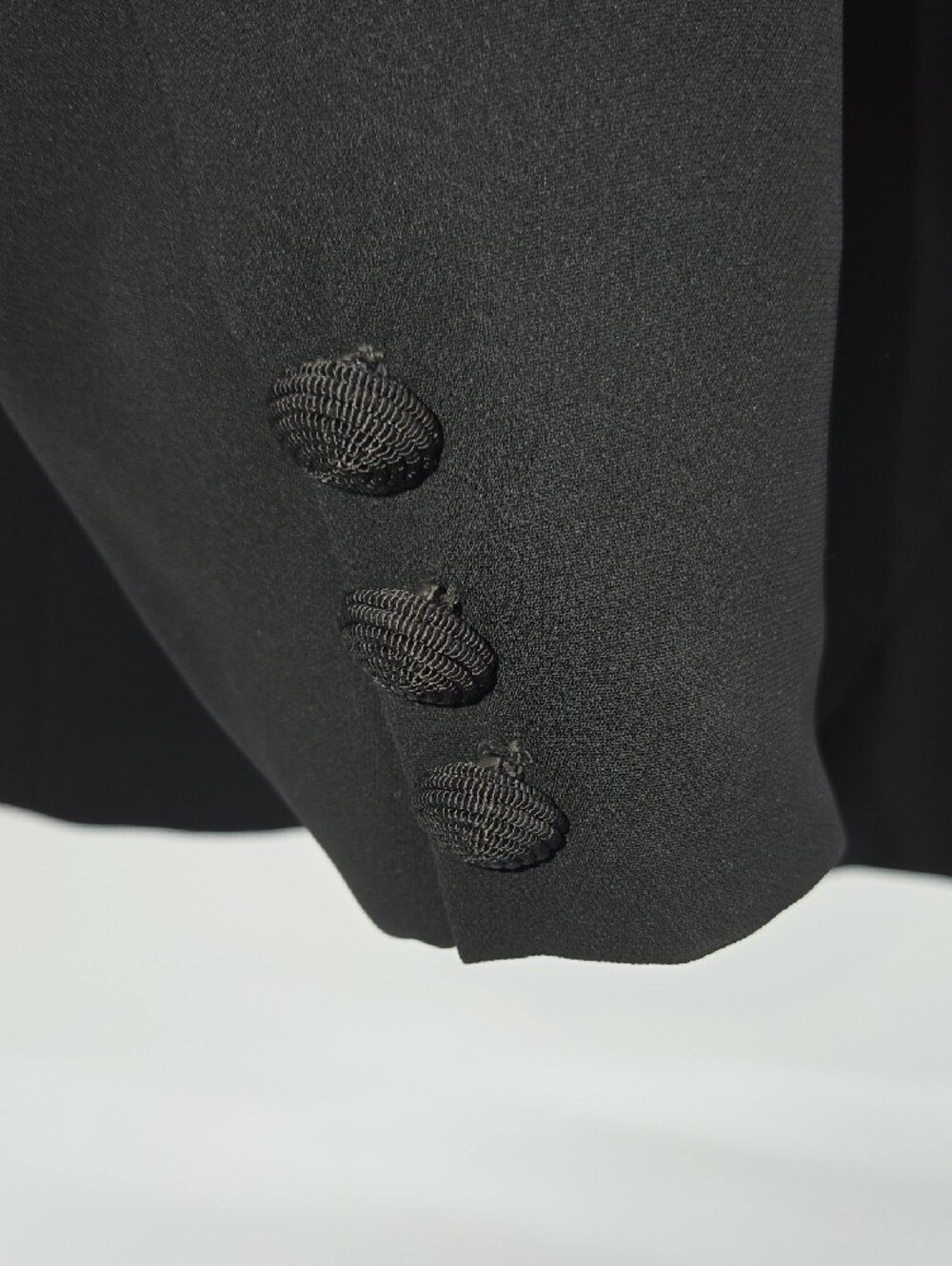 Women's Jones New York Black Double-Breasted Tuxedo Blazer with Shawl Lapel - Picture 3 of 6
